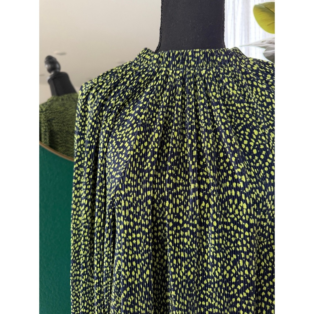ASOS Pleated Maxi Dress Size 10 Navy Blue Green Ditsy Print Artsy Eclectic - Picture 2 of 9
